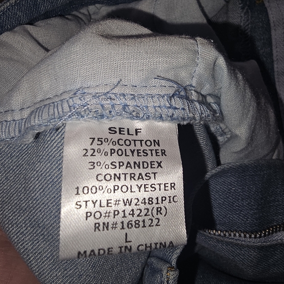 Wisteria Lane Boho Blue Wide Leg Jeans with Patterned Inserts NWOT - Picture 5 of 5